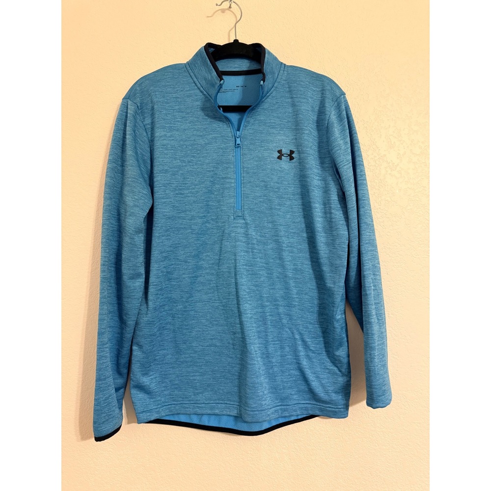 Under Armour Mens Medium Blue Heather Quarter Zip Pullover Loose‎ Fit Activewear